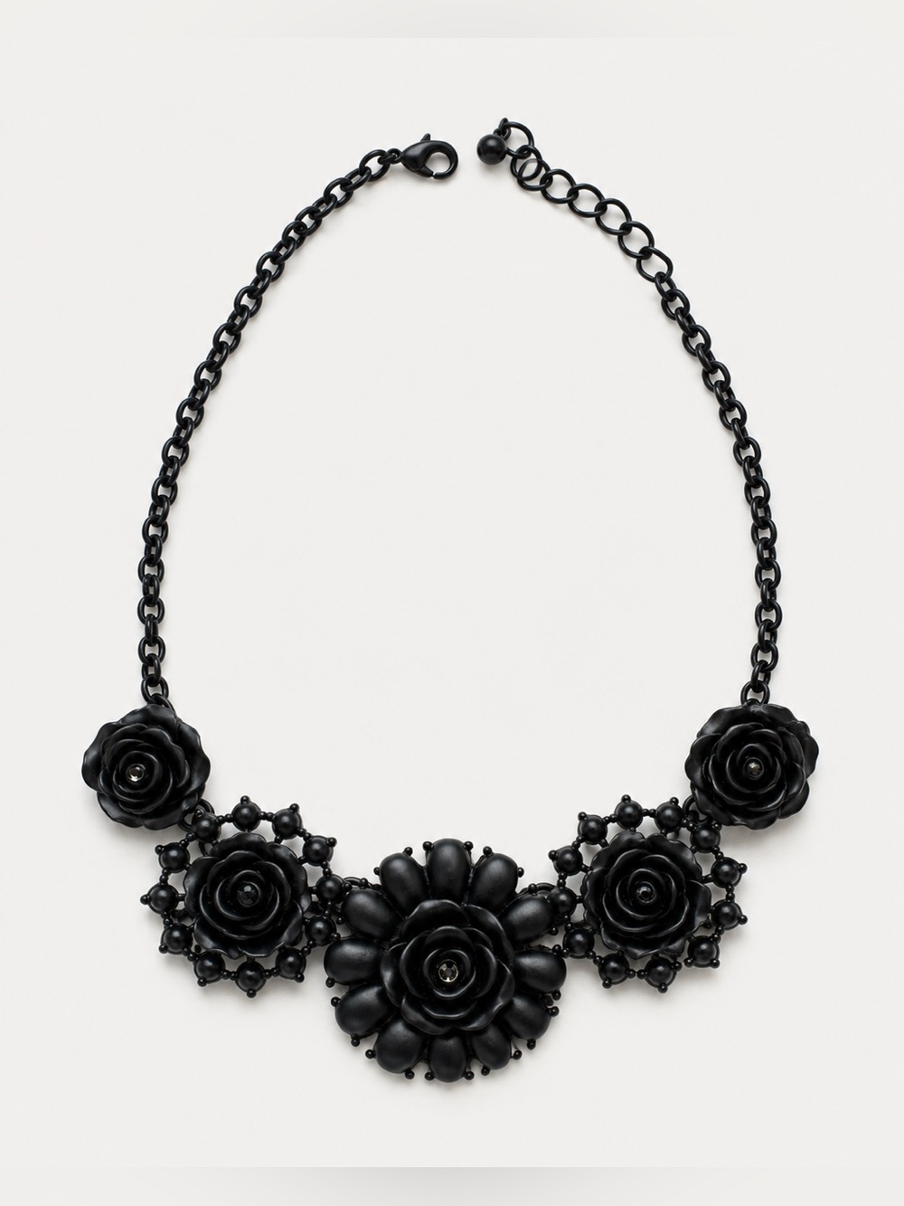 Black Floral Statement Necklace Rose Gothic Style Chain Necklace